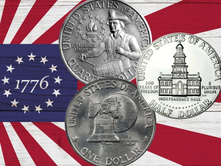 1976 Bicentennial coins (quarters, half-dollar, and dollar coin)