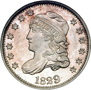 Capped Bust half dollars were made from 1807 to 1839. photo is public domain