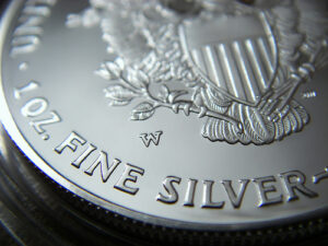Silver coin with W mint mark for West Point mint Photo by Adamcha Silver coin with W mint mark