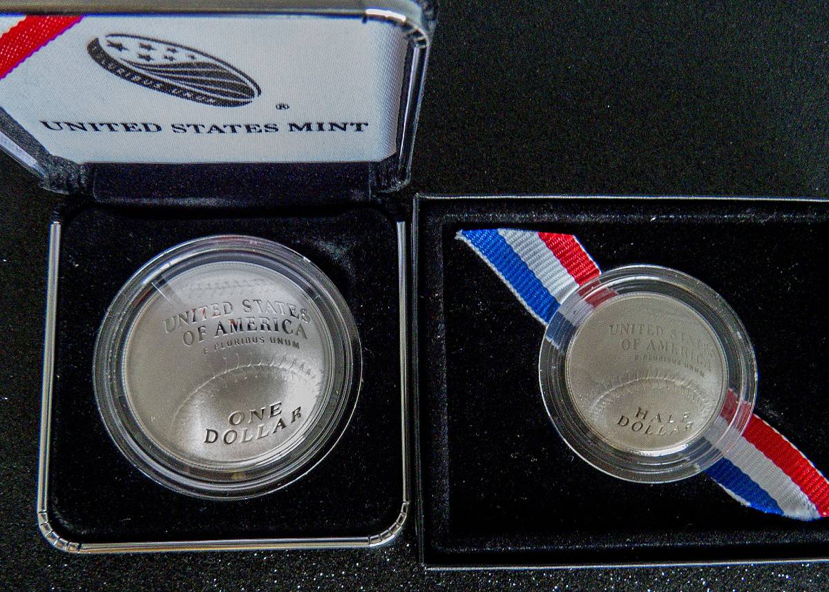 Baseball Hall of Fame Coins: 2014 Proof silver dollar and 2014 Proof clad half dollar. 