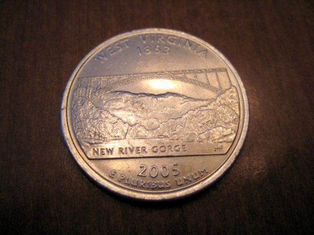 The West Virgina quarter features the New River Gorge Bridge