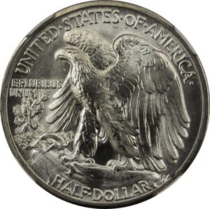 The reverse of the Walking Liberty half dollar coin. public domain photo reverse side of walking liberty half dollar coin