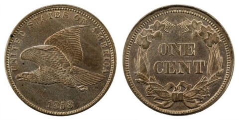 This is a Flying Eagle cent - a Flying Eagle penny. photo is public domain Flying Eagle cent - a Flying Eagle penny