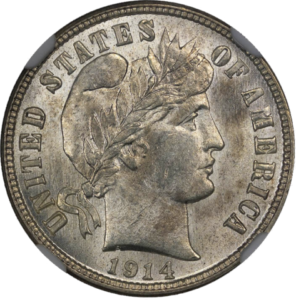A 1914 Barber dime