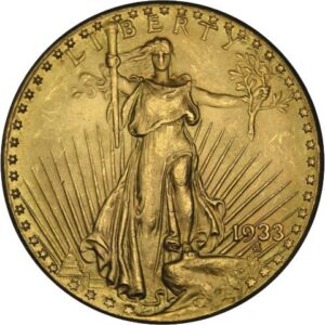 This is the obverse of a 1933 $20 Saint Gaudens Double Eagle gold coin - $20 gold coin. photo by pixabay This is the obverse of a 1933 $20 Saint Gaudens Double Eagle gold coin - $20 gold coin.