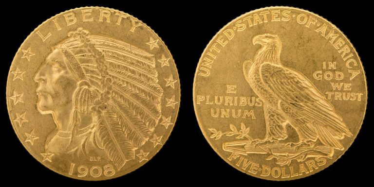 This is a $5 Half Eagle gold coin - 5 dollar gold coin. photo by National Numismatic Collection, National Museum of American History This is a $5 Half Eagle gold coin - 5 dollar gold coin