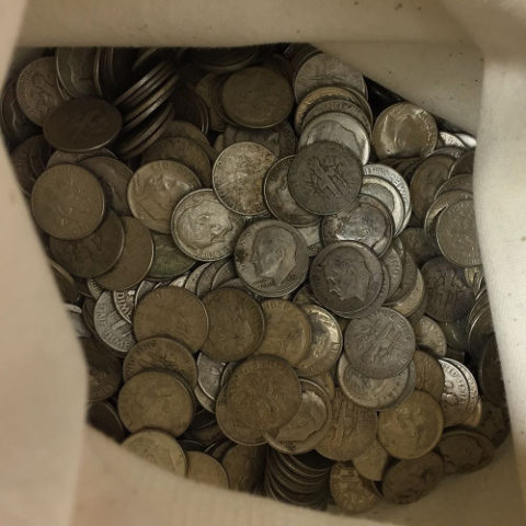 A bag of silver dimes. 