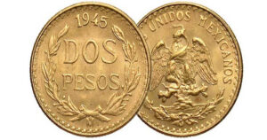 Two pesos gold coin. photo by moneymetals on Flickr Two pesos gold coin.