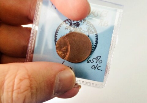 An off-center penny