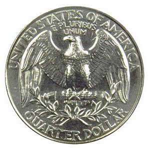 The reverse of the 1972 quarter shows a heraldic eagle. photo by Heritage Auctions, www.HA.com. The reverse of the 1972 quarter shows a heraldic eagle.