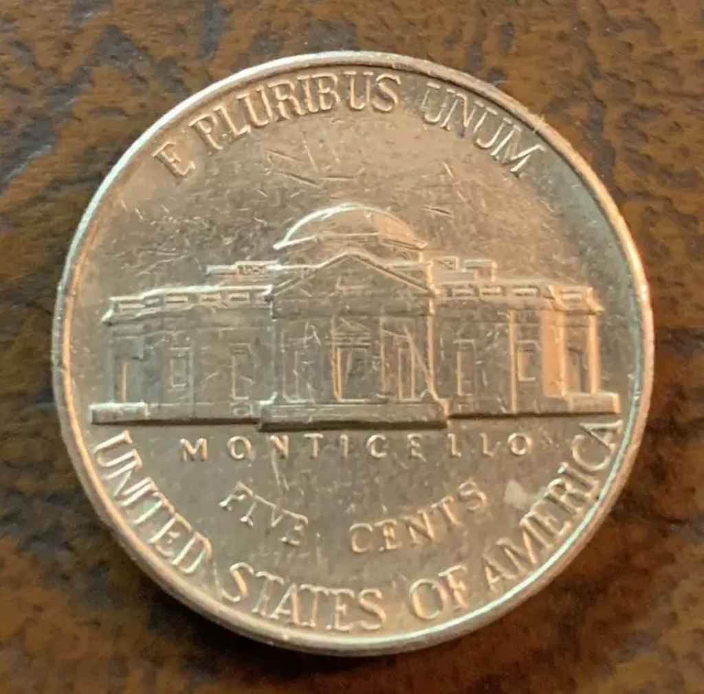 Most Jefferson nickels show Monticello, which was Thomas Jefferson's stately Virginia mansion.
