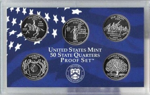 This is a 1999 50 state quarters proof set. This is a 1999 50 state quarters proof set.