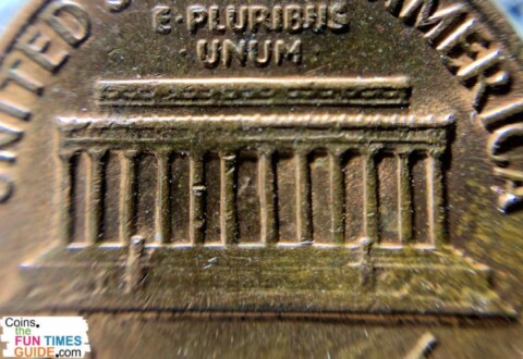 Notice the lines connecting the roof to the rest of the building are extremely weak on this floating roof penny.