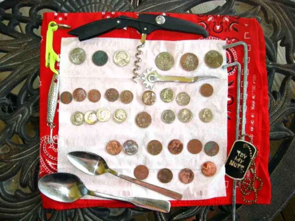 These are some of the old coins and other metal treasures found with a metal detector. photo by mlitty on Flickr These are some of the old coins and other metal treasures found with a metal detector.