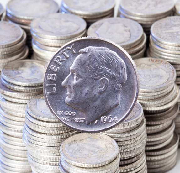 Any 1964 dimes and earlier are worth keeping -- because they've got silver in them! 