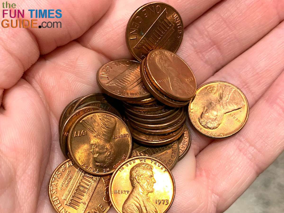 All Lincoln pennies dated before 1983 are worth 2 cents apiece for their copper content! photo by Joshua at TheFunTimesGuide.com