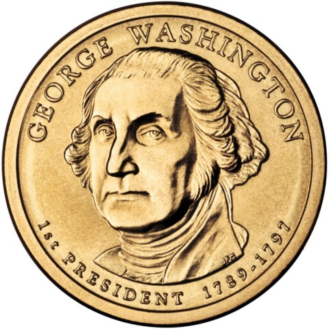 The George Washington dollar coin was released in 2007 as the first issue in the Presidential Dollar Coin program. photo is public domain