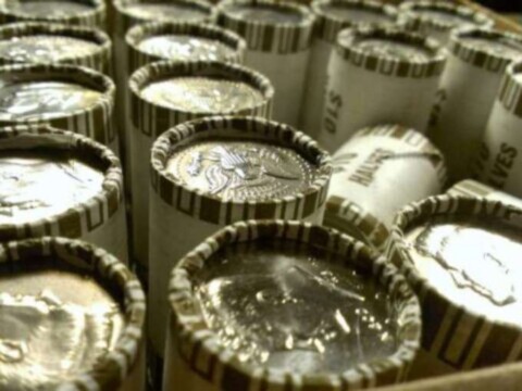 Half dollar coin rolls - bank rolls of half dollars cost $10 apiece and contain 20 coins