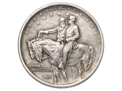 This is a commemorative military coin that helped to fund the monument at Stone Mountain. It honors Robert E. Lee and Thomas "Stonewall" Jackson.