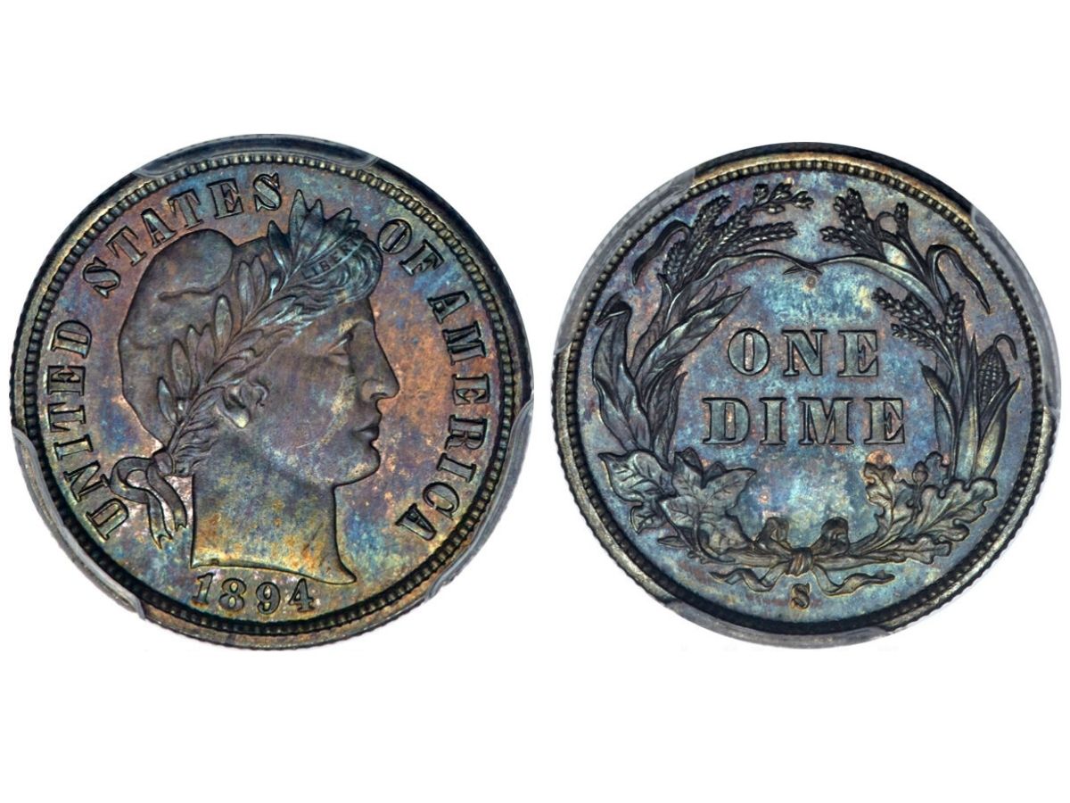 This is a rare 1894-S Barber Dime. 
