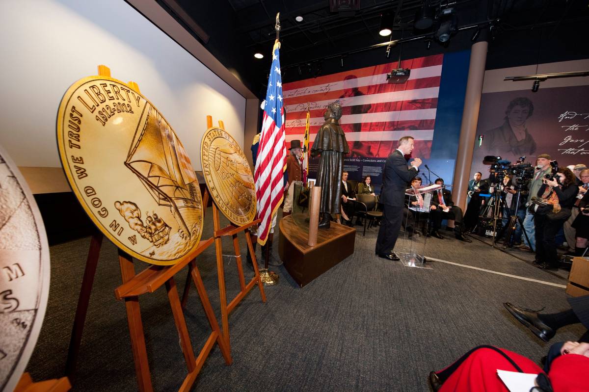 At the presentation of the Star-Spangled Banner commemorative coins in 2012. 